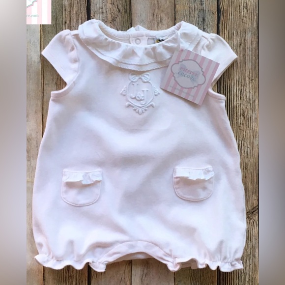 Janie and Jack Pink Beautiful cotton bubble with ruffled collar 18-24 months - Picture 1 of 5
